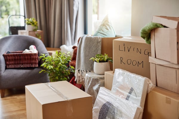 Living room items prepared for storing